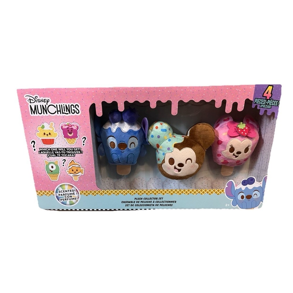 Disney Munchlings Collectors Edition 4 Piece Scented Plush Mystery Lot NIB